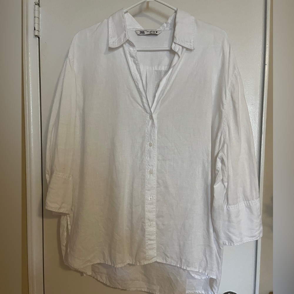 ZARA white linen shirt, size XL